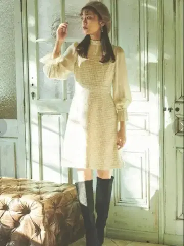 백리본 트위드 원피스