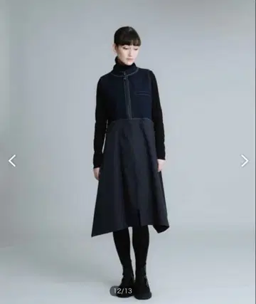 히로코 코시노 TRUNK [세탁 가능] 데님 절개 지퍼 원피스 다운 코팅