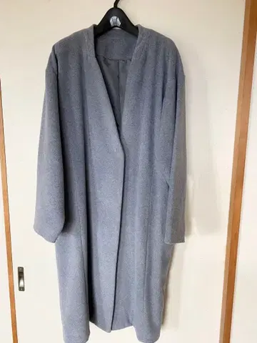 노카라 롱 코트 톤 다운 블루