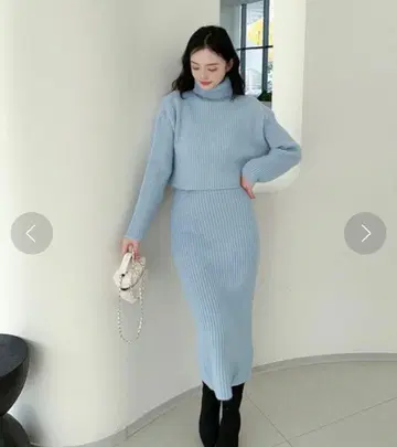 [ Jasmine ] 터틀넥 상의 + 니트 원피스 셋업