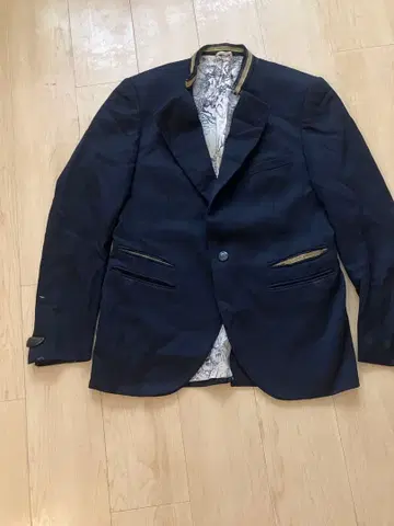 네이비 테일러드 자켓 골드 컬러 포켓 자켓