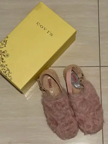 COVIS 퍼 샌들 신발 핑크 공유 반지 37