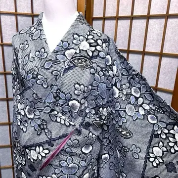 순수 실크 스카치 가드 처리된 코몬 [츠지카 꽃 사슴 무늬]