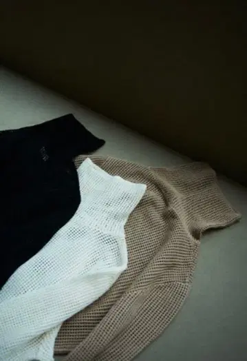 [ CLANE ] HIGH NECK MESH KNIT TOPS