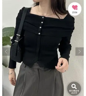 택 포함 새상품 mystic 오프숄더 디자인 리브 니트 블랙