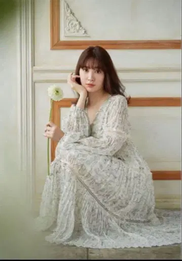 herlipto 모노톤 플로럴 플리츠 드레스 m