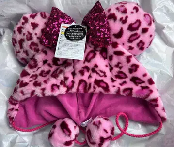 [ 새상품 미사용 ] 디즈니 미니 팬캡 레오파드 무늬 핑크