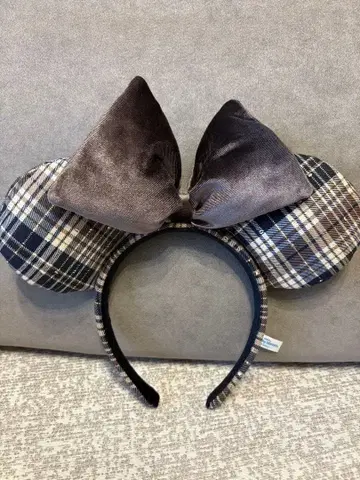 디즈니 머리띠 체크 브라운