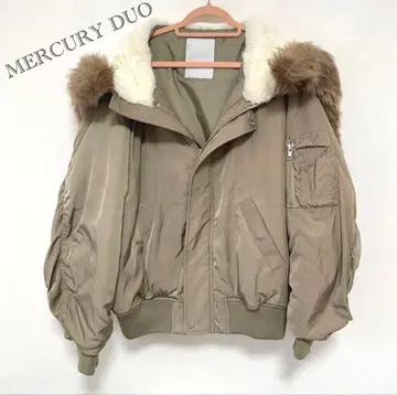 머큐리 듀오 카키 자켓 다운 MA-1 퍼 후드 부착 겨울