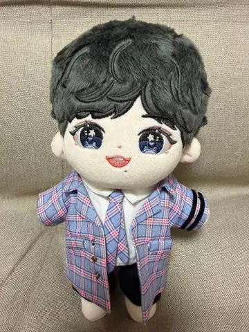 샤오잔  (  ) 봉제 인형 체크 무늬 셔츠