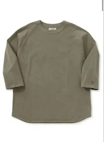 할리우드 런치마켓 피그먼트 다이드 베이스볼 T셔츠 올리브