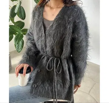 샤기 니트 가디건