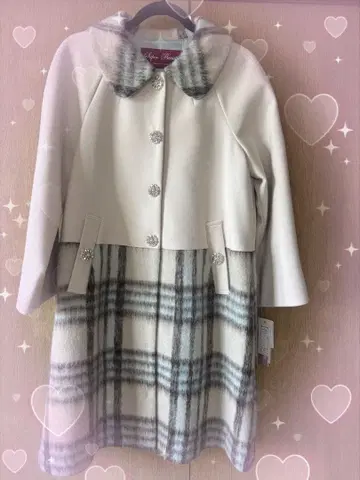 Super Beauty 아이보리 체크 무늬 롱 코트 타임세일