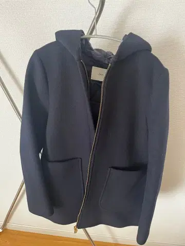 IENA 후드 부착 울 자켓 36 네이비 집업