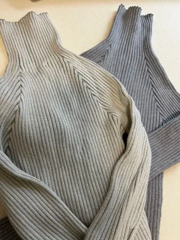 리브 편직 터틀넥 스웨터 2세트