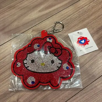 만박 미야쿠미야쿠 키티 반짝이는 가죽 키링 산리오 큐빅