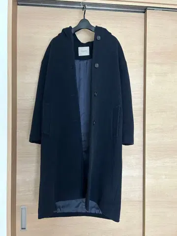 URBAN RESEARCH lab 후드 부착 네이비 롱 코트