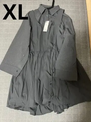 GU rokh 2피스 셔츠 미니 원피스 세트 XL 그레이
