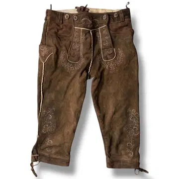70년대 독일 구제 의류 티롤식 가죽 반바지 자수 스웨이드
