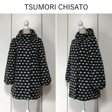 TSUMORI CHISATO 도트 무늬 벌룬 슬리브 모헤어 코트
