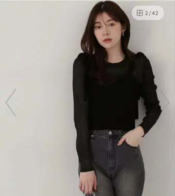 택 포함 새상품 프로포션 바디 드레싱 리본 뷔스티에 레이어드 니트