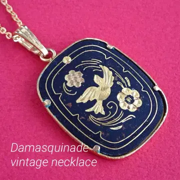 다마스키나도 목걸이 펜던트 스페인산 상감 세공 빈티지