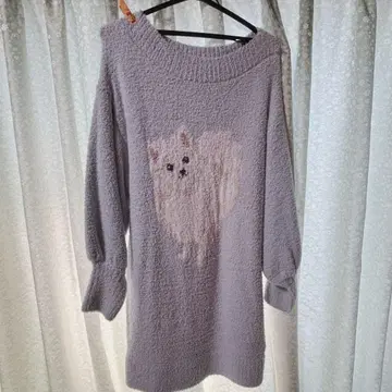 PEACH JOHN 오프숄더 니트 원피스 블루 M 룸웨어