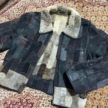 무스탕 아우터 숏 기장 점퍼 블루종 여성용 패치워크