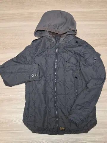 G-Star 그레이 후드 부착 밀리터리 자켓 L