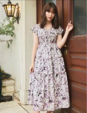 herlipto 워터컬러 플로럴 티어드 드레스