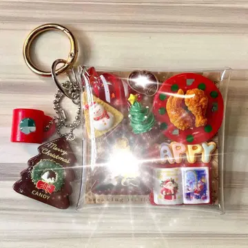 가챠 파우치 브라운 레드 크리스마스