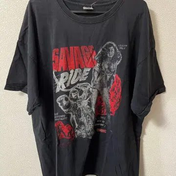 구제 의류 그래픽 T셔츠 블랙 오버 사이즈 90s USA