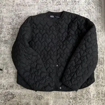 ZARA 하트 무늬 퀼팅 자켓 블루종 XS 블랙