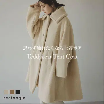 rectangle 테디베어 텐트 코트 아이보리