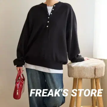 새상품 프릭스스토어 맨투맨 라이크 헨리넥 니트 풀오버