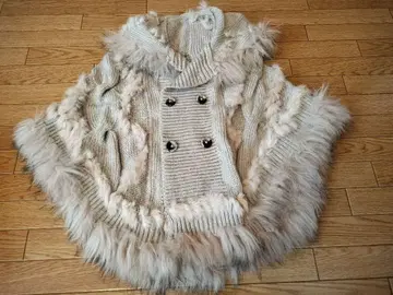 후드 부착 니트 판초