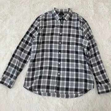 [ 새상품급 XXL ] 띠어리 긴팔 셔츠 체크 무늬 화이트, 그레이