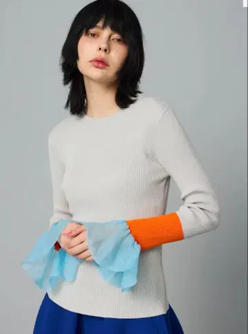 HeRIN.CYE 시어 플레어 소매 니트 탑