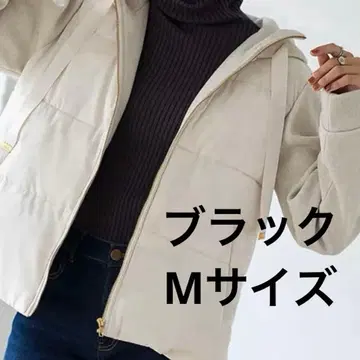 고베 레터스 페이크 울 x 충전솜 절개 후디 블루종 블랙 M