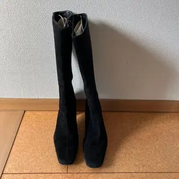 블랙 스웨이드 롱 부츠