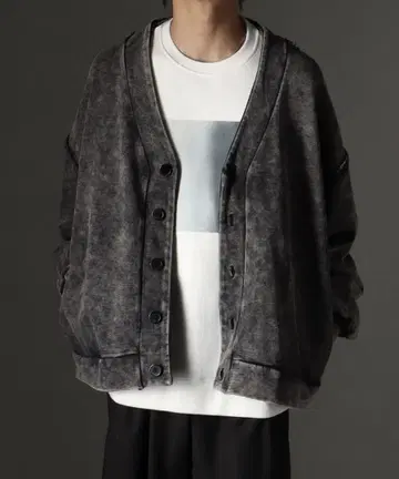 [ welise ] 케미컬 오버다이 빈티지 맨투맨 가디건