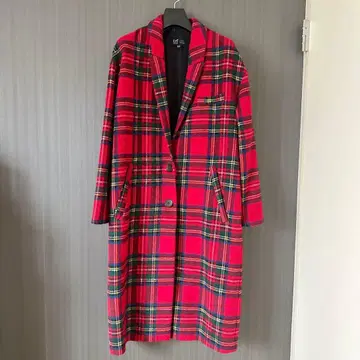 ZARA trf 체크 롱 코트 빨간색 타탄 체크 자라