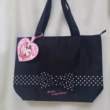 미사용 디즈니 미니 마우스 케이스 포함 토트백 블랙 도트