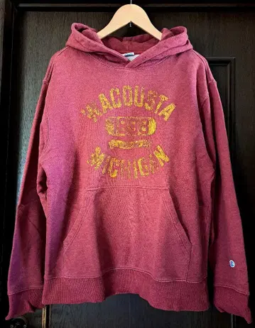 CHAMPION 리버스 위브 후드티 LARGE 빨간색 페이드