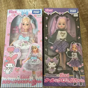 쿠로미 리카짱 인형과 마이멜로디 리카짱 인형 2체 세트