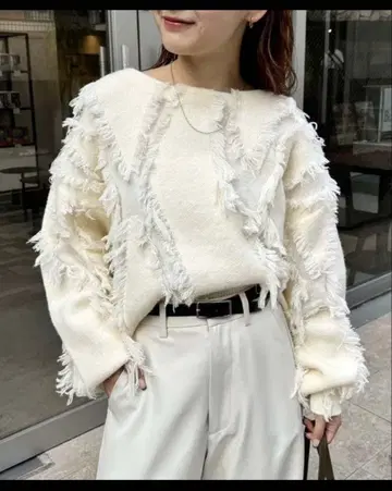 mystic 프린지 니트 아이보리