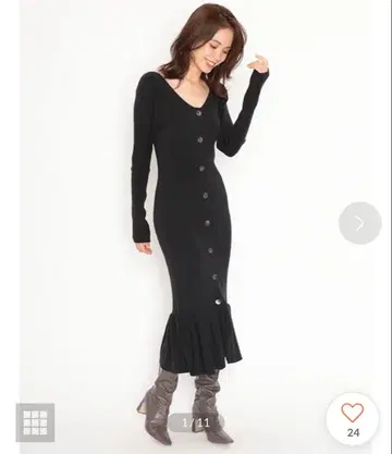 SNIDEL 2way 프론트 버튼 니트 원피스 BLK