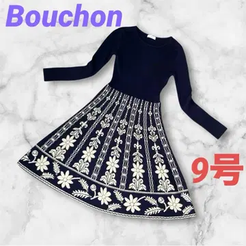 부숑 야마다야 네이비 꽃무늬 니트 원피스 YAMADAYA 9호 M