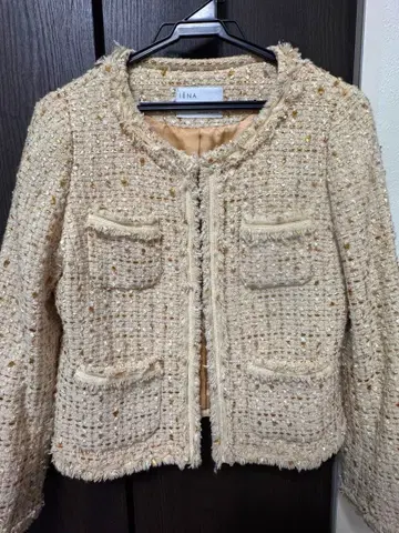 IENA 트위드 노카라 자켓