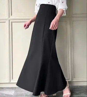 JUNOAH 하이웨스트 레이스업 머메이드 스커트 L 블랙